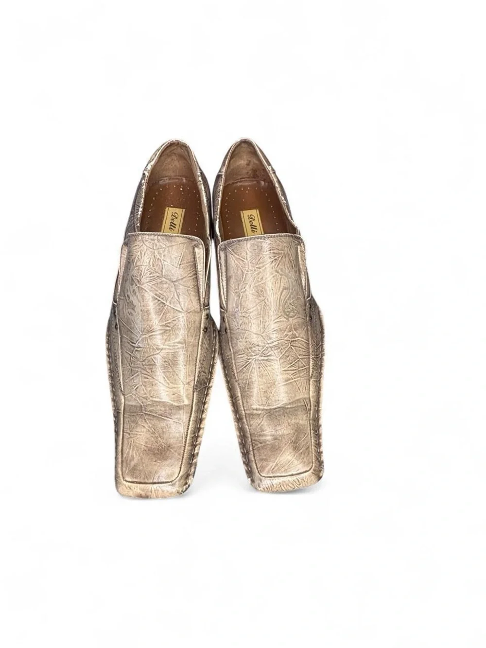 Delli Aldo Italian leather slip-on loafers in a stunning distressed bronze finis
